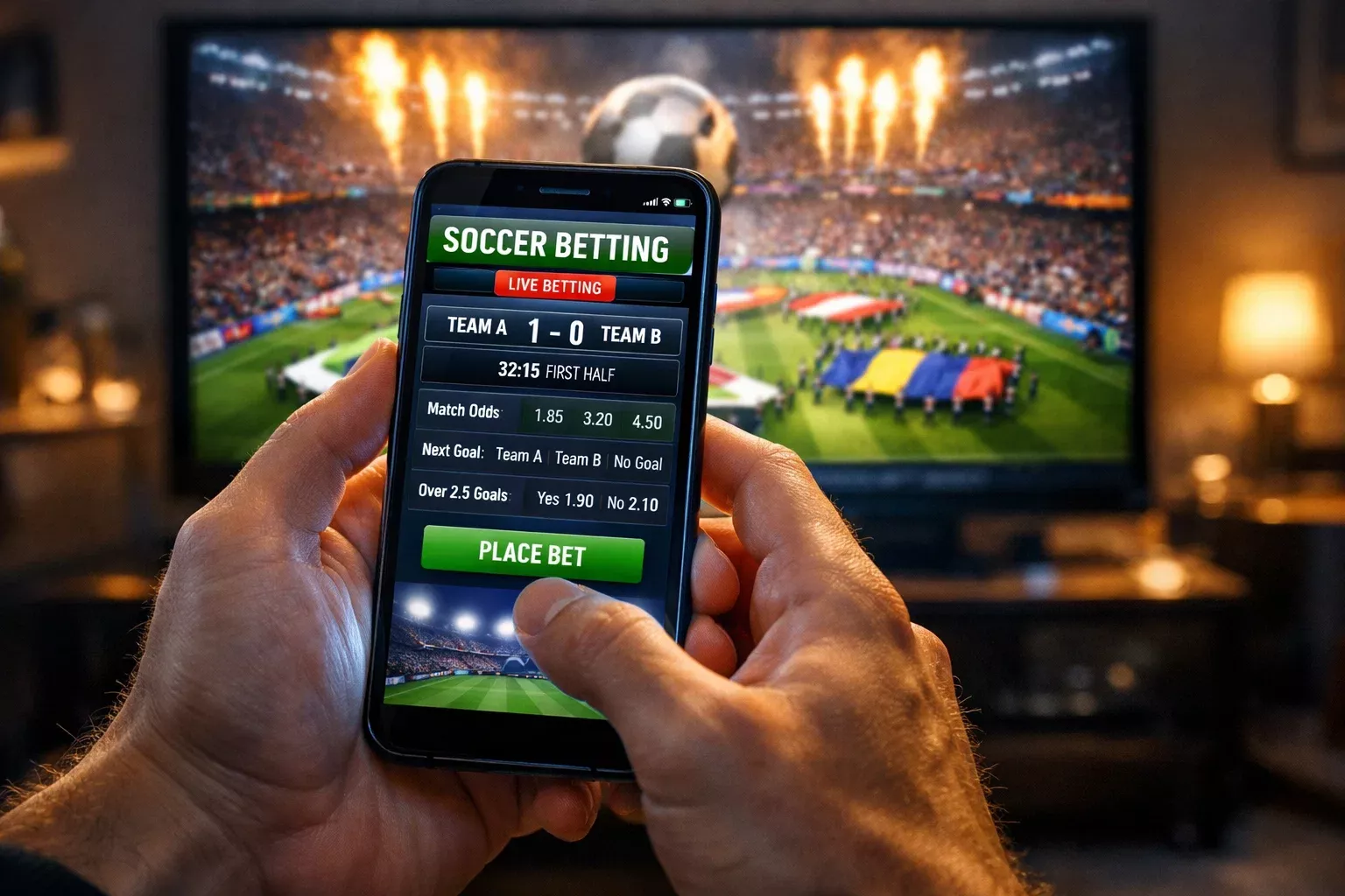 Usuario utilizando función de cash out en aplicación móvil de apuestas