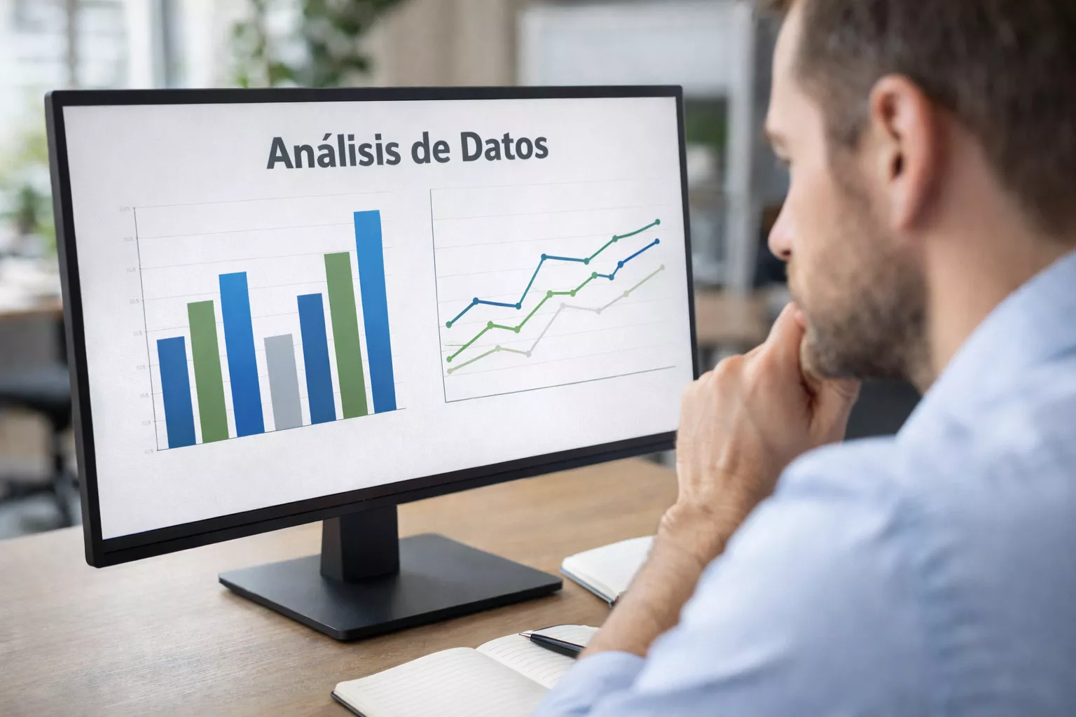 Persona analizando estadísticas de equipos de fútbol en ordenador