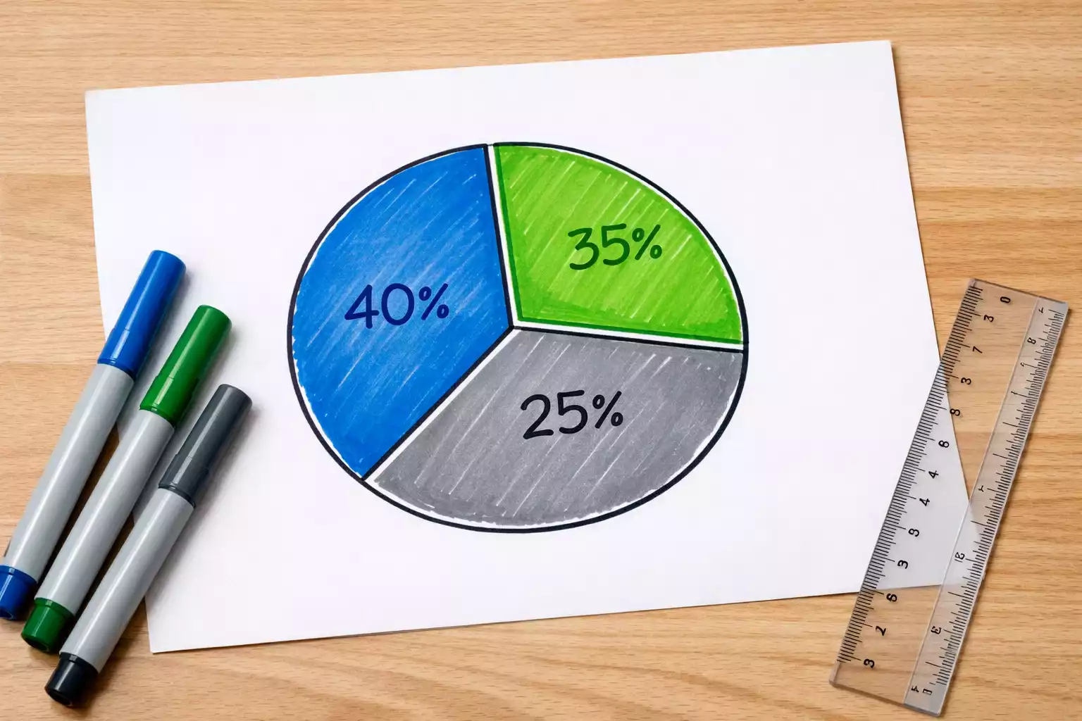 Diagrama simple mostrando división porcentual de un capital