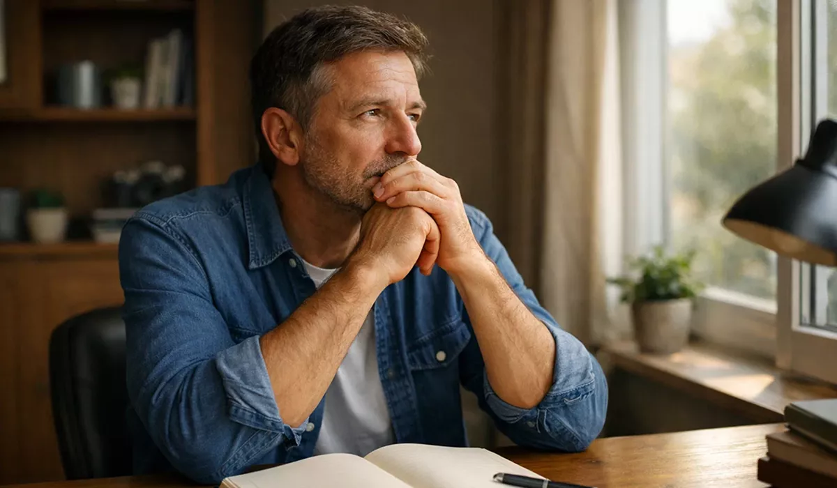 Apostador frustrado reflexionando sobre errores cometidos en sus apuestas